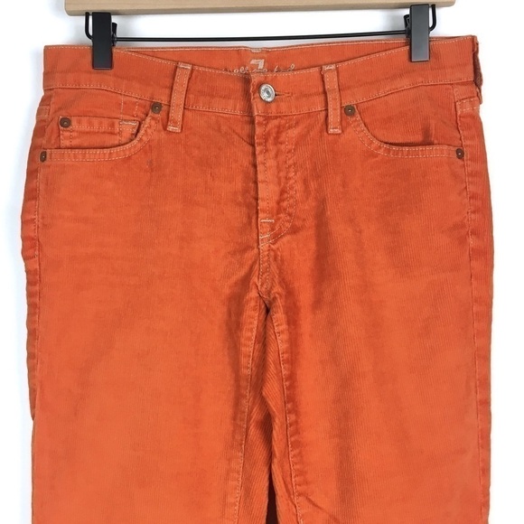 7 FOR ALL MANKIND Pants Corduroy Orange Ribbed Retro 70s Style Flare Size 29 - Picture 2 of 12